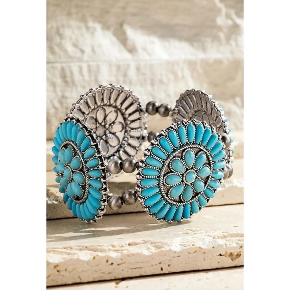 New Western Turquoise Squash Blossom Bracelet